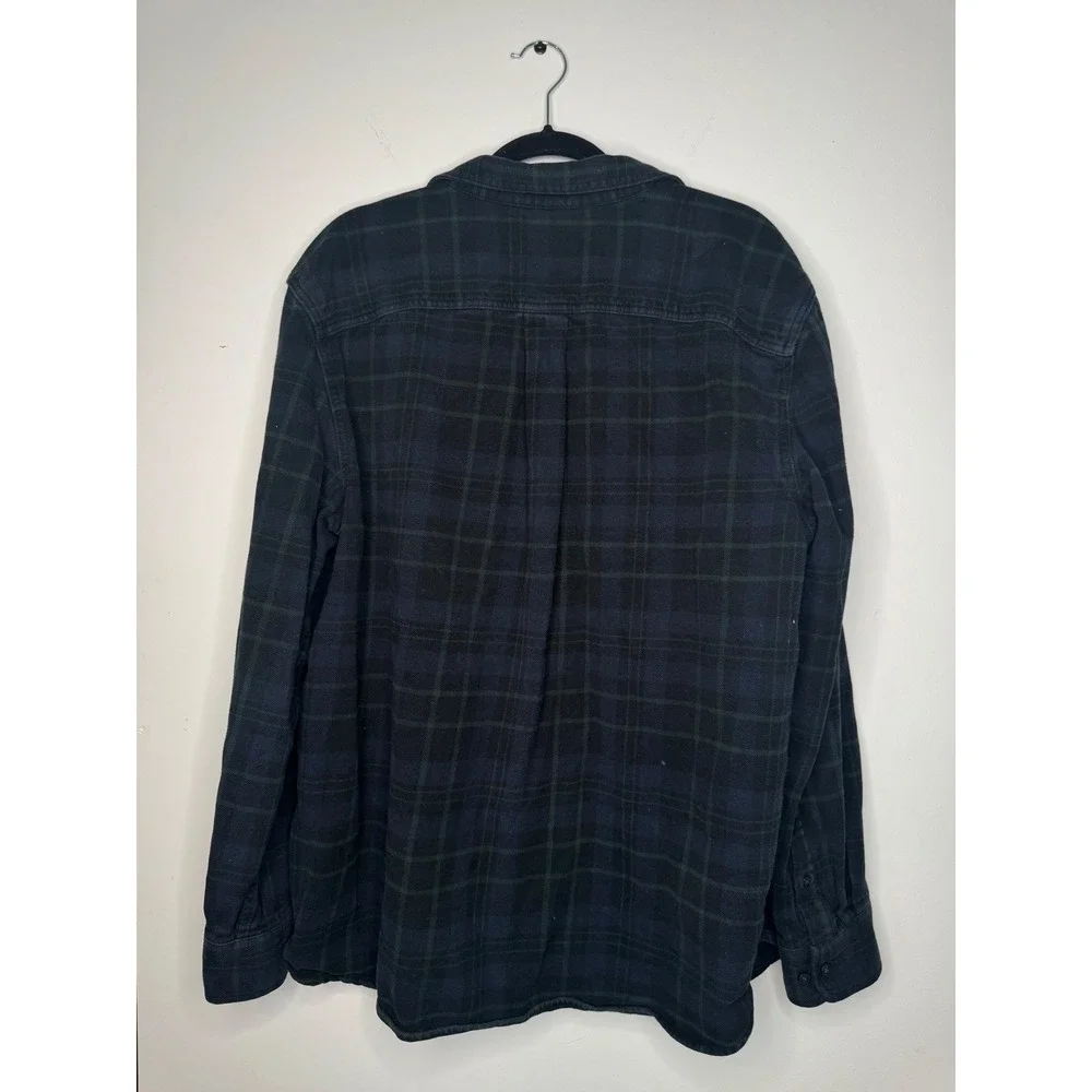 The North Face Mens XL Plaid Flannel Shirt Navy Blue Green Lined Long Sleeve